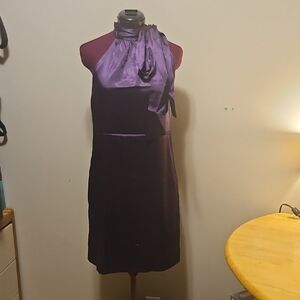 Purple Satin Halter Dress